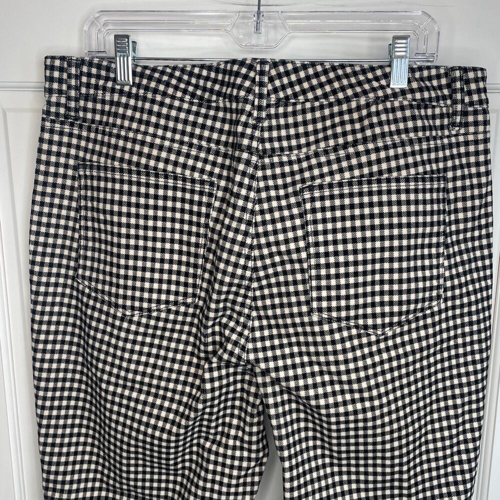 Talbots Women's High-Waist Straight-Leg Corduroy Pants Sz 16P Blk & Cream Plaid - Picture 5 of 12